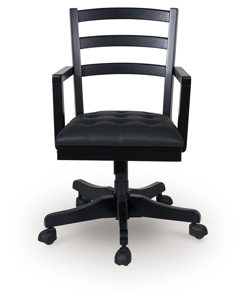 Wildenauer - Brown / Black - Home Office Swivel Desk Chair - Hornell Furniture Outlet