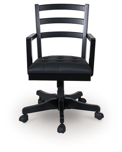 Wildenauer - Brown / Black - Home Office Swivel Desk Chair - Hornell Furniture Outlet