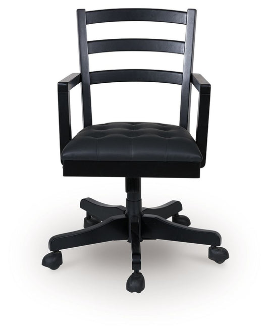 Wildenauer - Brown / Black - Home Office Swivel Desk Chair - Hornell Furniture Outlet