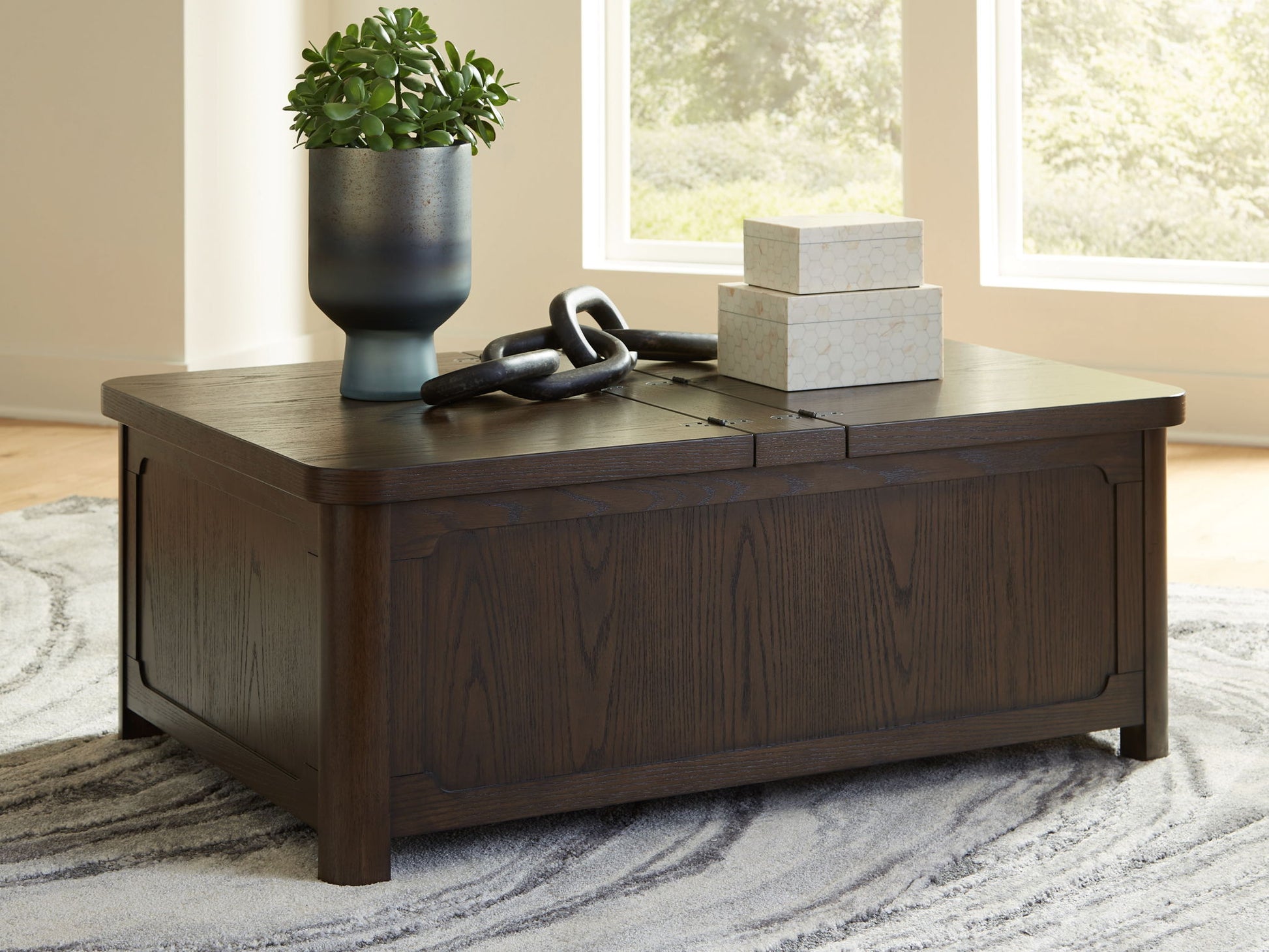 Breckington - Dark Brown - Cocktail Table With Storage - Hornell Furniture Outlet