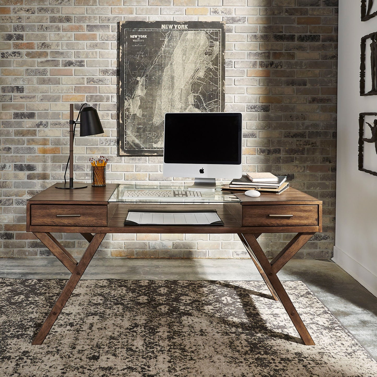 Lennox - Writing Desk - Dark Brown - Hornell Furniture Outlet