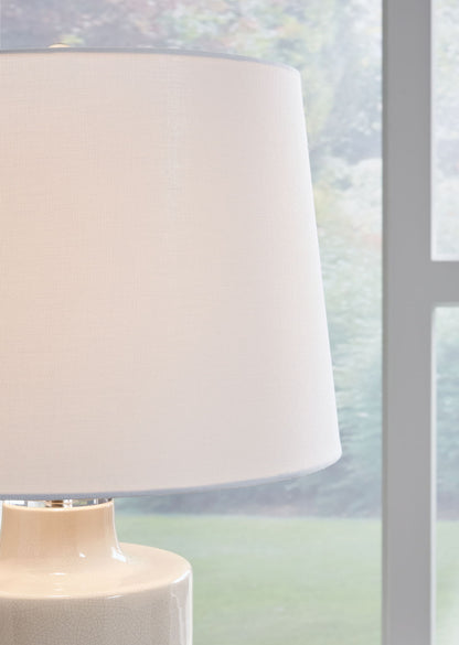 Cylener - Off White - Ceramic Table Lamp - Hornell Furniture Outlet