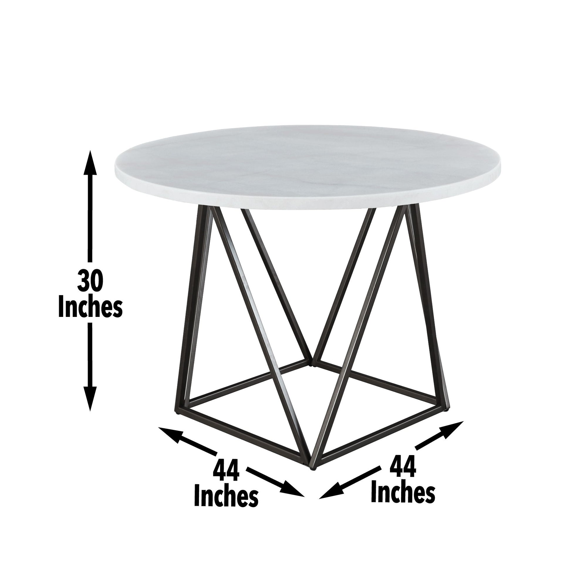 Ramona - Marble Top Round Dining Table - White - Hornell Furniture Outlet
