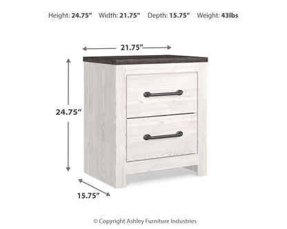 Gerridan - Two Drawer Night Stand - White / Gray - Hornell Furniture Outlet