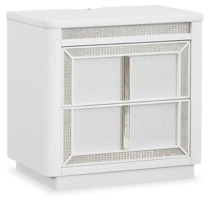 Chalanna - White - Two Drawer Night Stand - Hornell Furniture Outlet