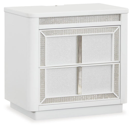 Chalanna - White - Two Drawer Night Stand - Hornell Furniture Outlet