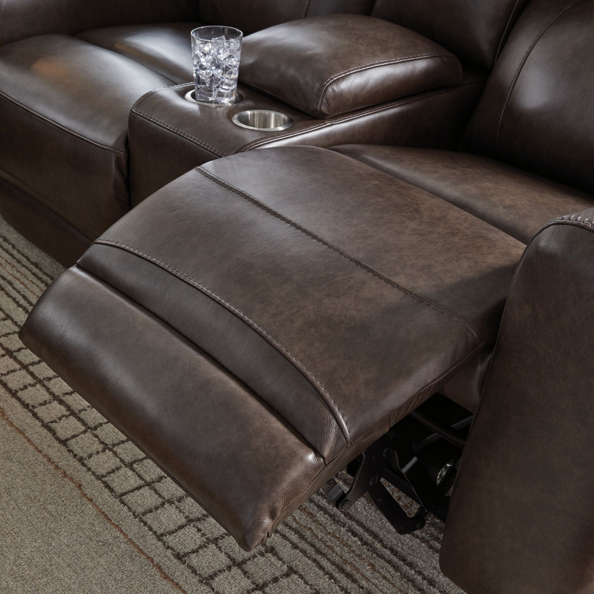 Crossplex - Smoke - Power Recline Loveseat / Console / Adjustable Headrest - Hornell Furniture Outlet