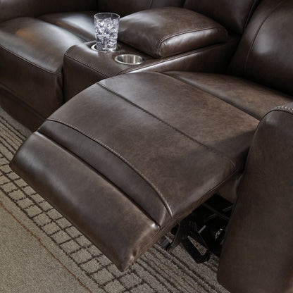 Crossplex - Smoke - Power Recline Loveseat / Console / Adjustable Headrest - Hornell Furniture Outlet