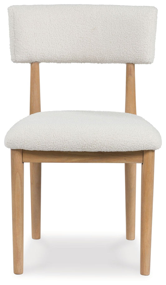 Sawdyn - White / Light Brown - Dining Upholstered Side Chair (Set of 2) - Hornell Furniture Outlet