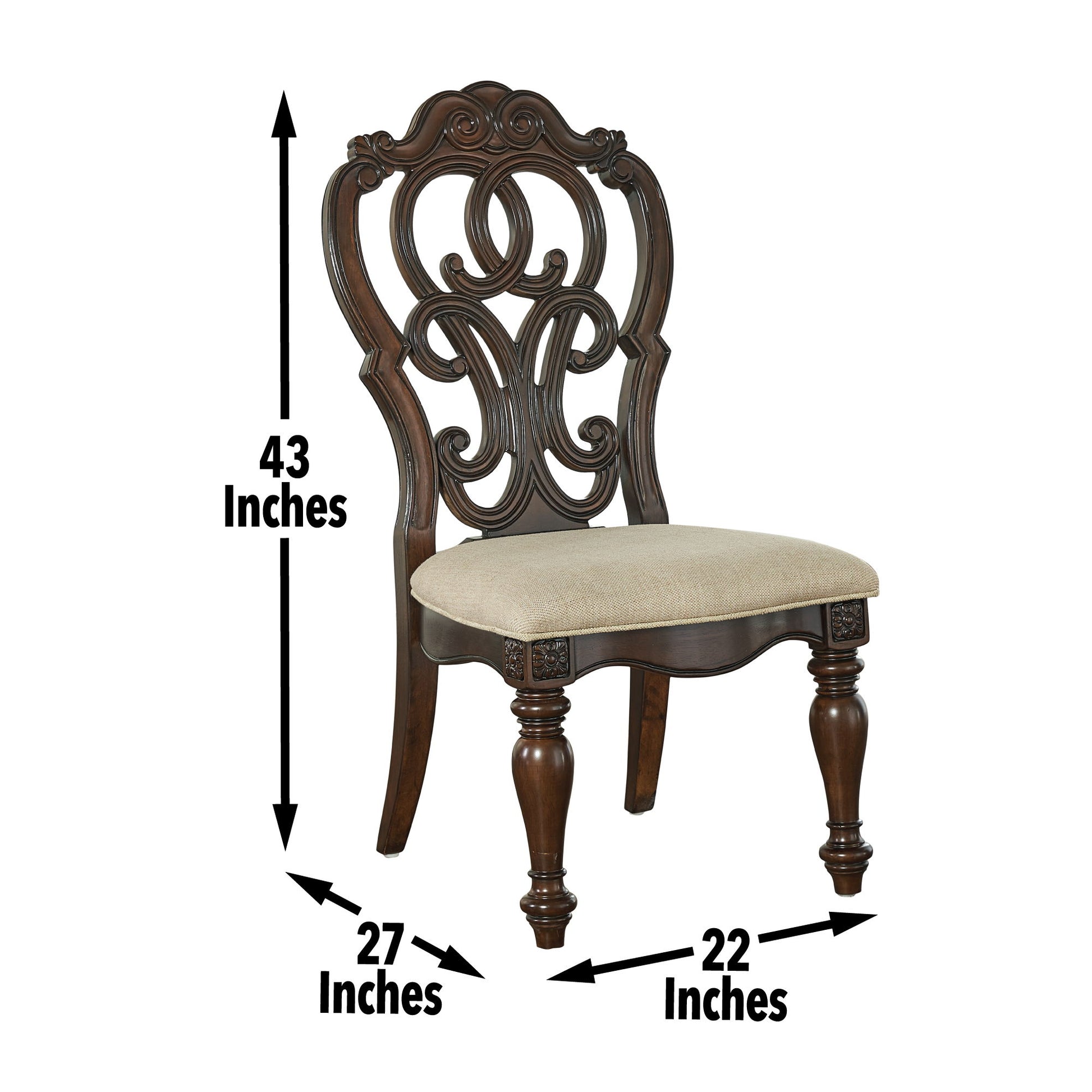 Royale - Side Chair (Set of 2) - Dark Brown - Hornell Furniture Outlet