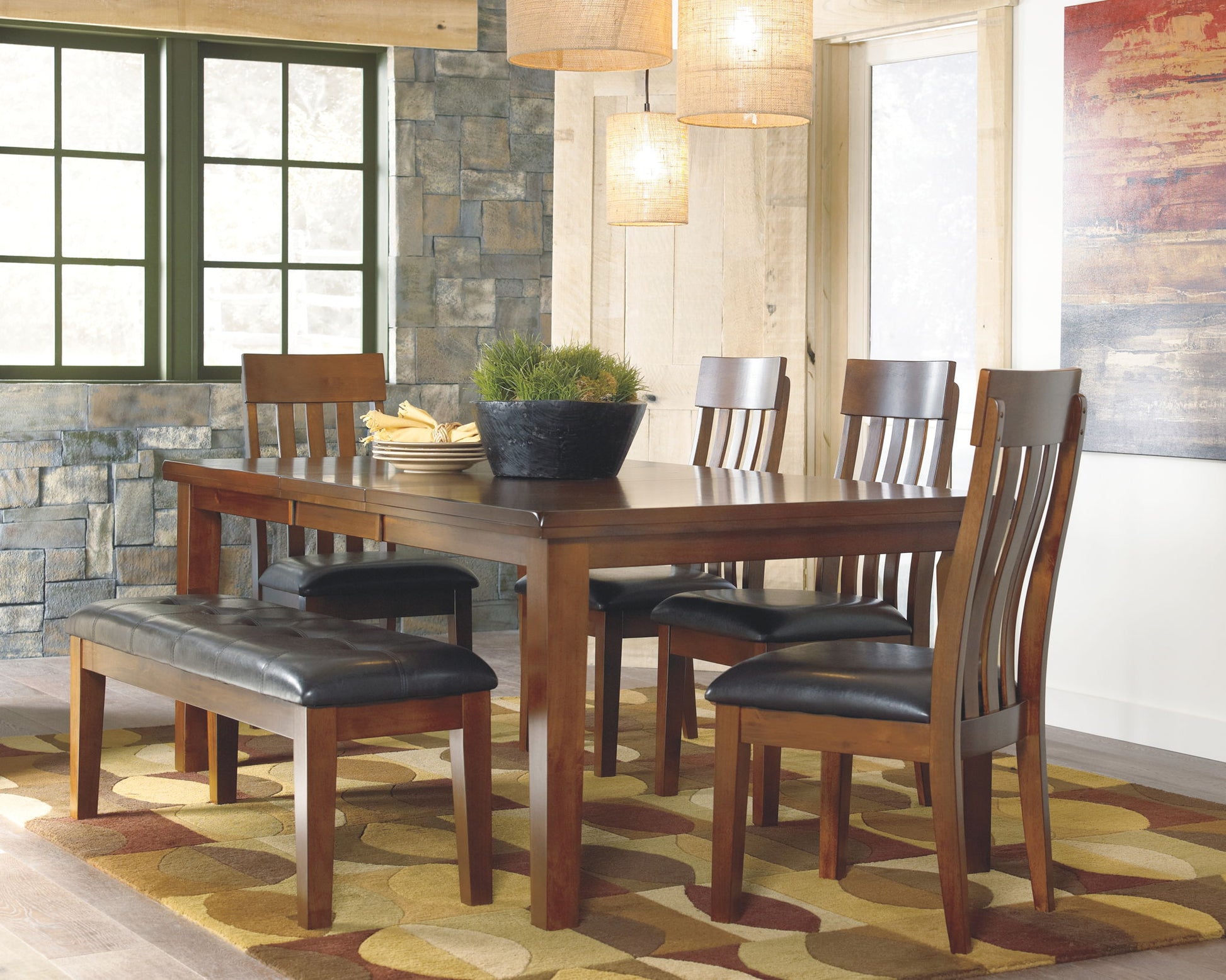 Ralene - Medium Brown - Large UPH Dining Room Bench - Hornell Furniture Outlet