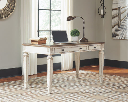 Realyn - White / Brown - Home Office Lift Top Desk - Hornell Furniture Outlet