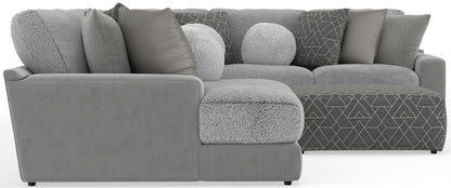 Canyon - 4 Piece Sectional With Cuddler Seat Cushions, Included Accent Pillows And Cocktail Ottoman (Left Side Facing Chaise) - Platinum - Hornell Furniture Outlet