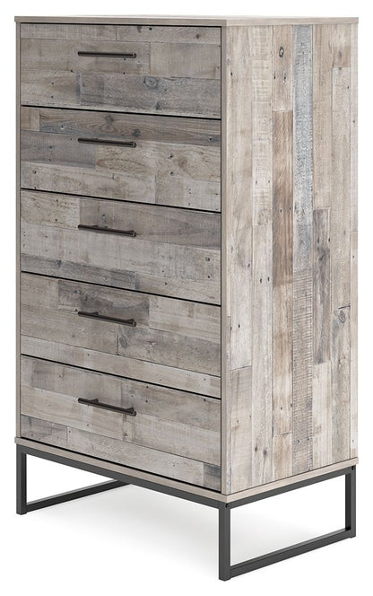Neilsville - Whitewash - Five Drawer Chest - Hornell Furniture Outlet