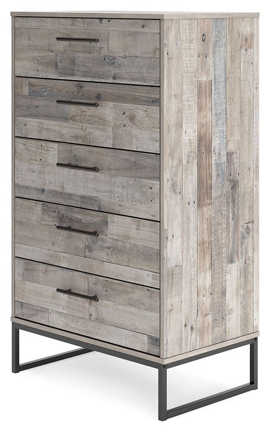 Neilsville - Whitewash - Five Drawer Chest - Hornell Furniture Outlet