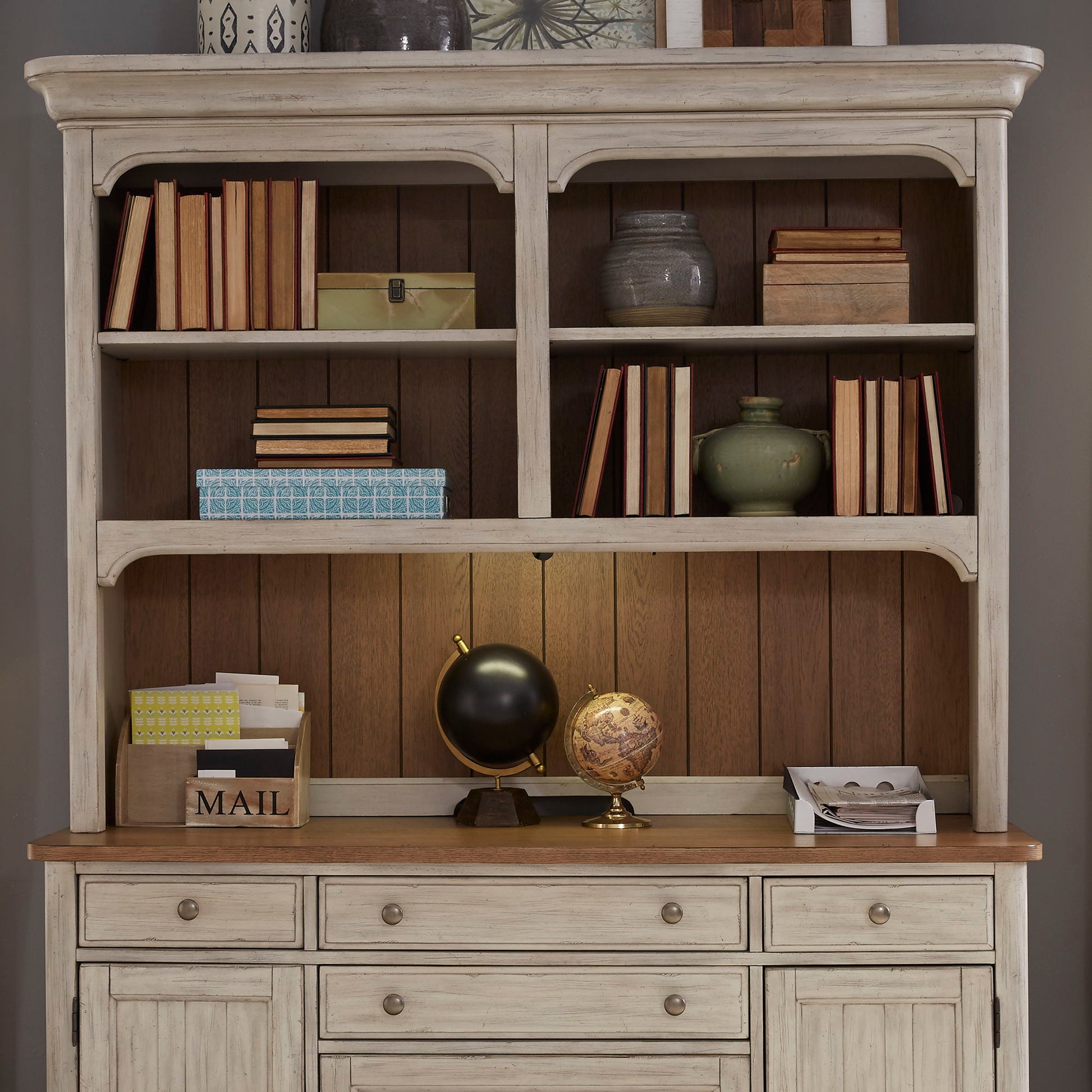 Farmhouse Reimagined - Credenza Hutch - White - Hornell Furniture Outlet