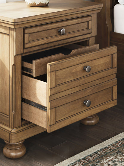 Feddinger - Two Drawer Night Stand - Medium Brown - Hornell Furniture Outlet
