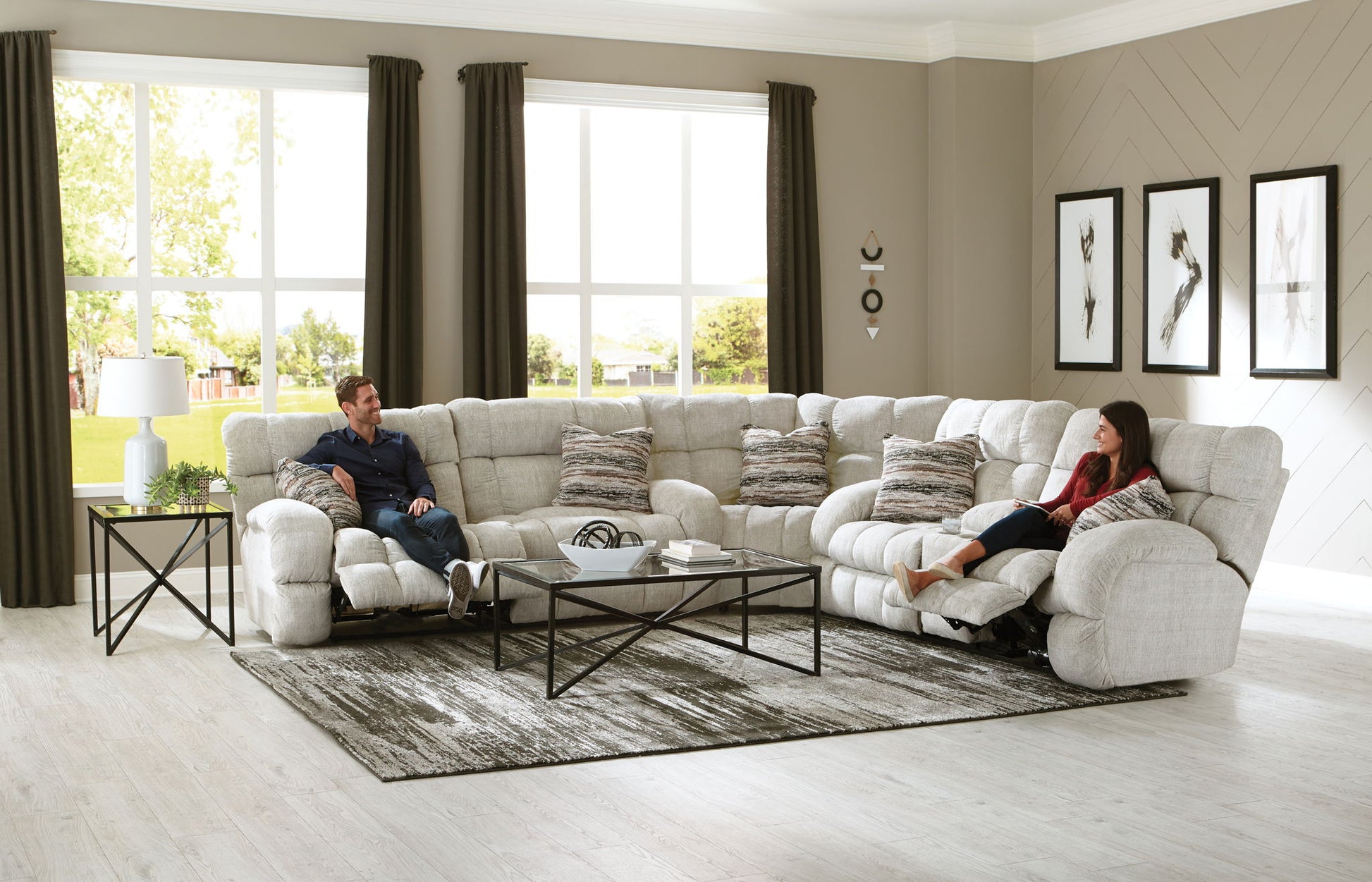Ashland - Reclining Sectional With 4 Lay Flat Reclining Seats - Hornell Furniture Outlet