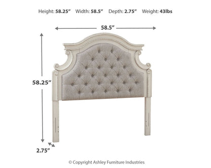 Realyn - Chipped White - Full UPH Panel Headboard - Hornell Furniture Outlet
