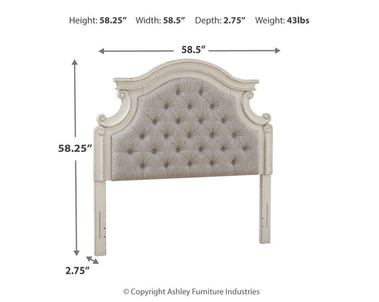 Realyn - Chipped White - Full UPH Panel Headboard - Hornell Furniture Outlet