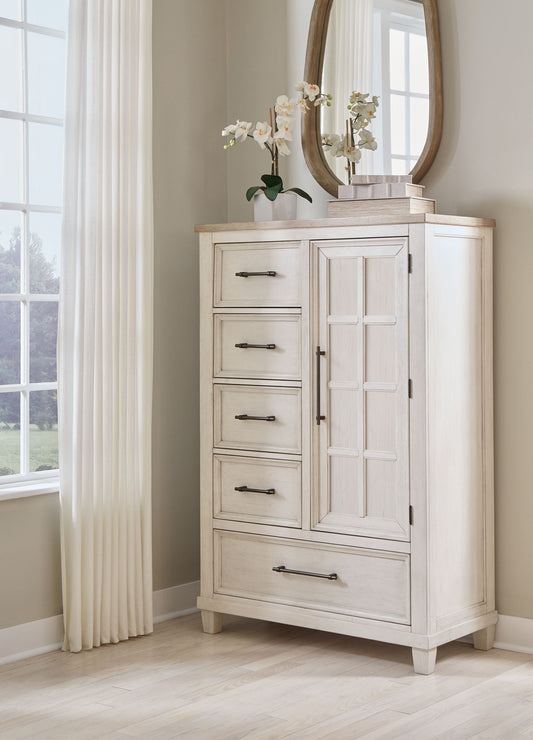 Shaybrock - Antique White / Brown - Door Chest - Hornell Furniture Outlet