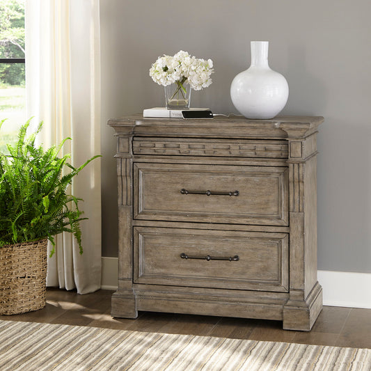 Town & Country - Bedside Chest With Charging Station - Medium Brown - Hornell Furniture Outlet
