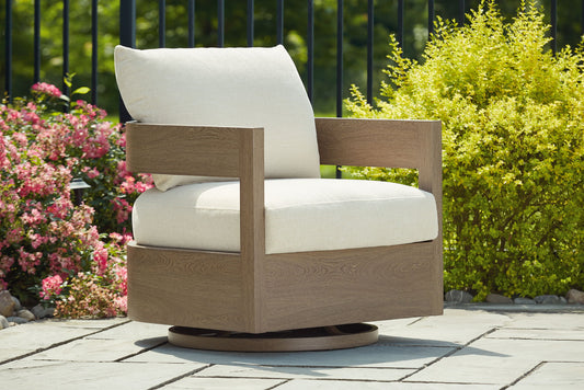 Serene Bay - Dark Brown / White - Swivel Glider Chair With Cushion - Hornell Furniture Outlet