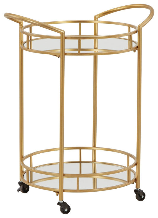 Wynora - Gold - Bar Cart - Hornell Furniture Outlet
