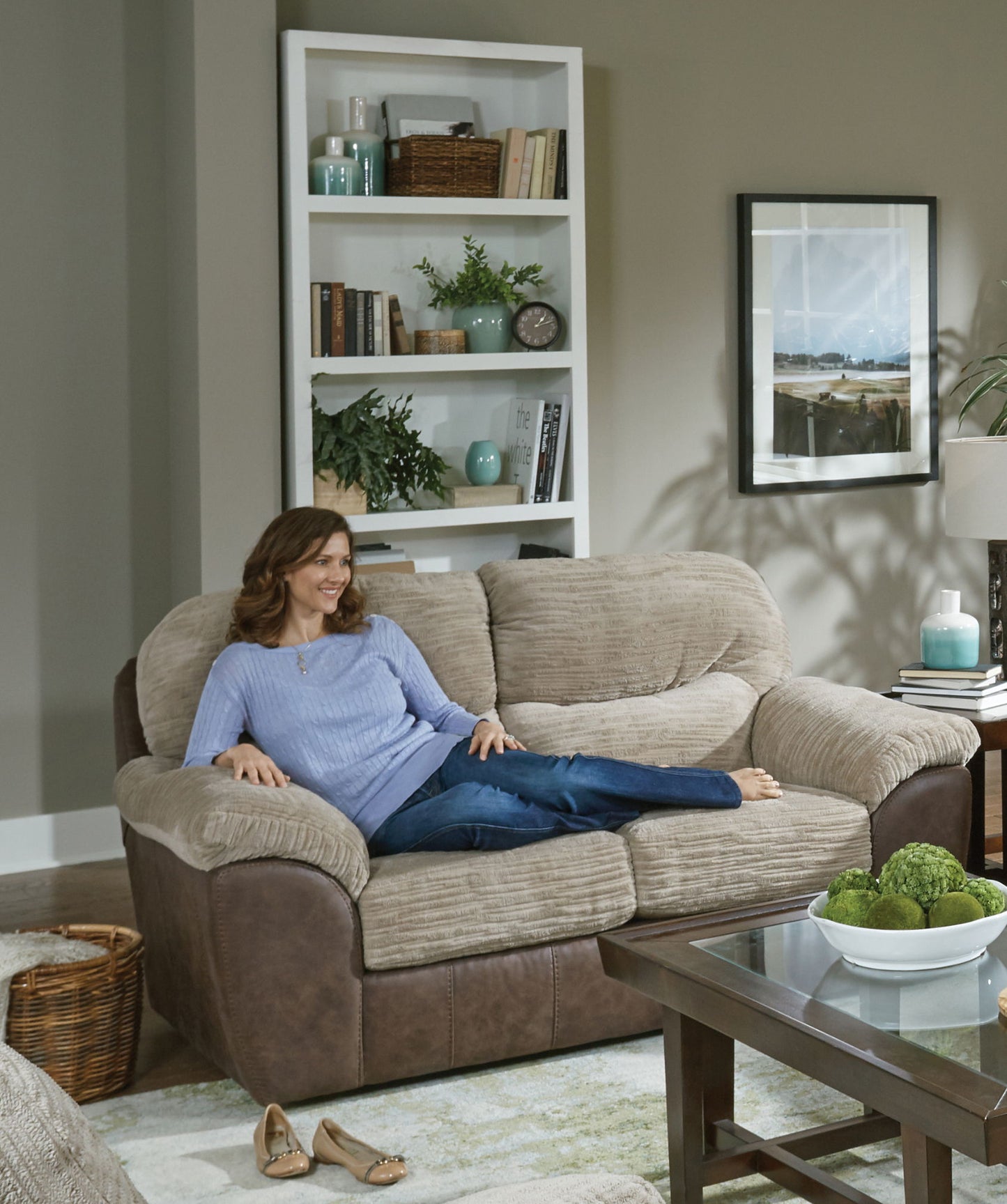McMahon - Gliding Loveseat - Bark - Hornell Furniture Outlet