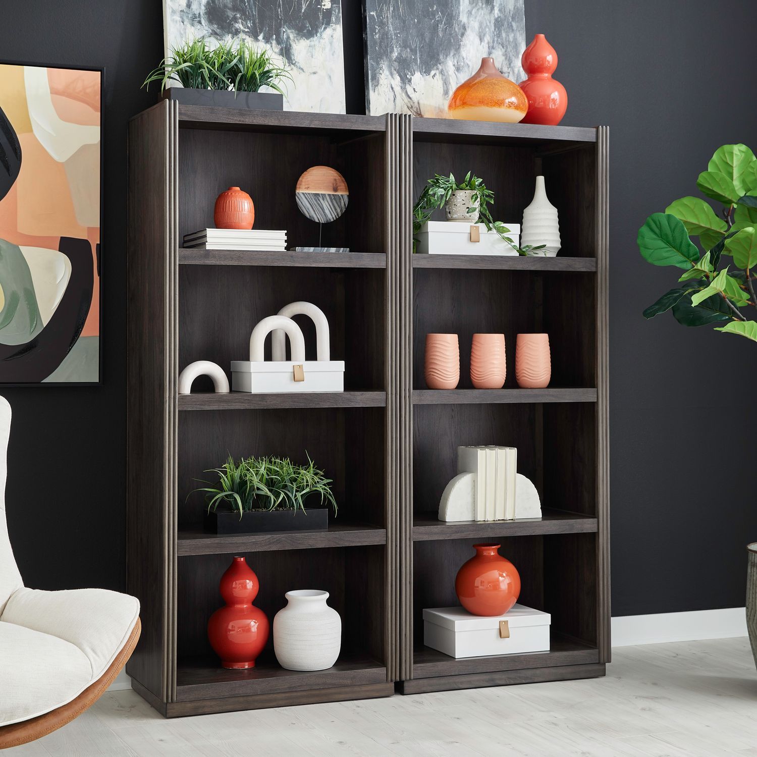 Modern Edge - 2 Piece Bunching Bookcase - Caffe - Hornell Furniture Outlet