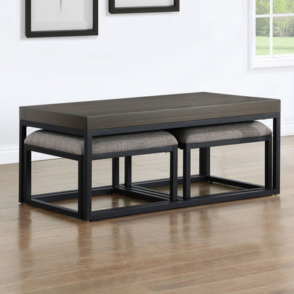 Yukon - Rectangle Nesting Table And Stool - Brown - Hornell Furniture Outlet
