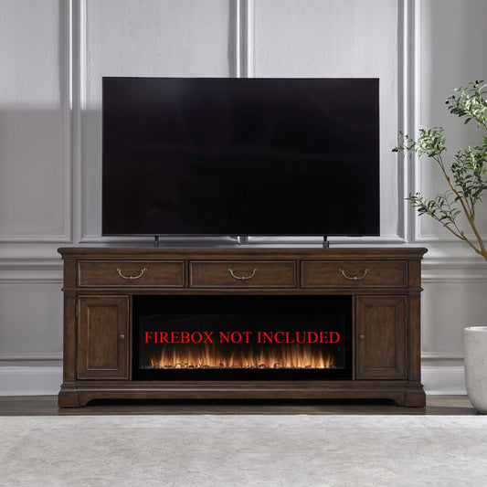 Fireplace TV Consoles - 84" Fireplace TV Console FTS - Brown - Hornell Furniture Outlet