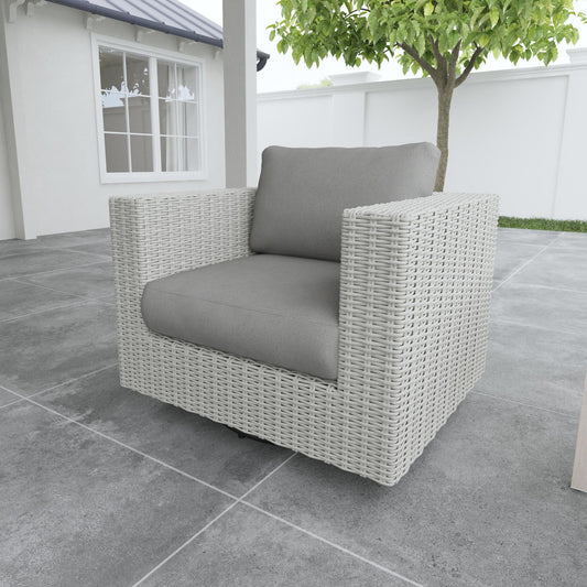 Blakley - Outdoor Swilvel Chair (Set of 2) With Half Round Wicker - Gray - Hornell Furniture Outlet