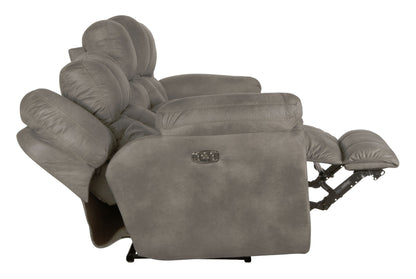 Ferrington - Power Lay Flat Reclining Console Loveseat with Power Adjustable Headrest & Lumbar - Hornell Furniture Outlet