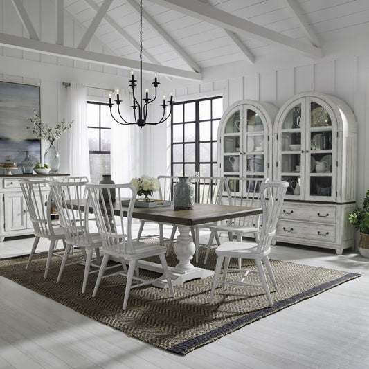 River Place - 9 Piece Trestle Table Set - White - Hornell Furniture Outlet