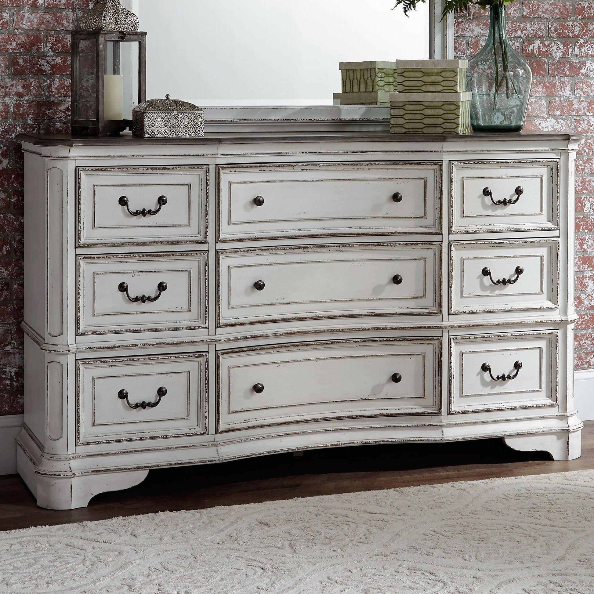 Magnolia Manor - 9 Drawer Dresser - White - Hornell Furniture Outlet