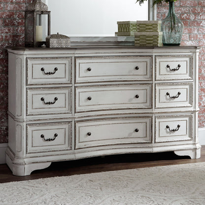 Magnolia Manor - 9 Drawer Dresser - White - Hornell Furniture Outlet