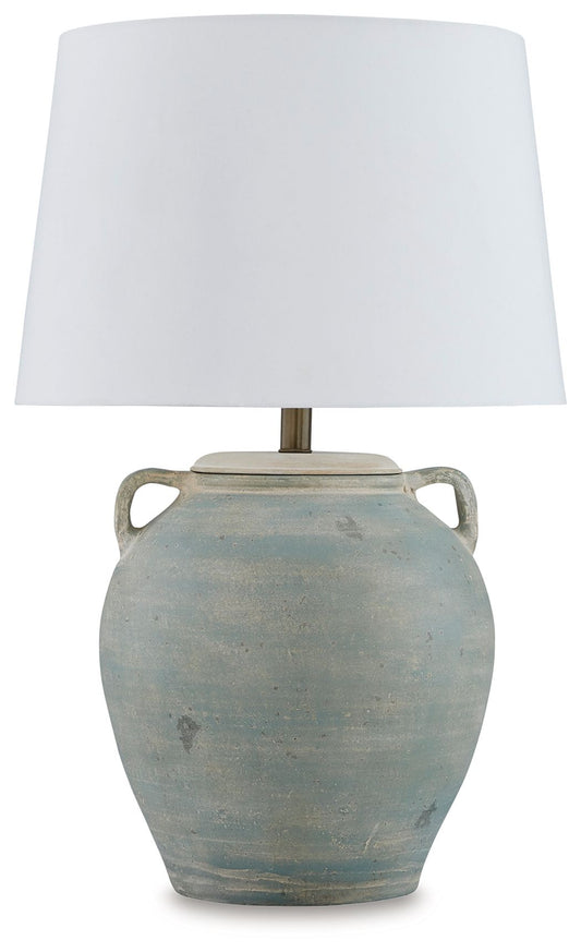 Shawburg - Antique Green - Terracotta Table Lamp - Hornell Furniture Outlet