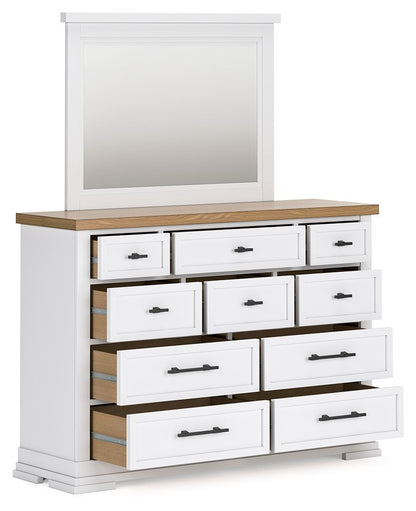Ashbryn - White / Natural - Dresser And Mirror - Hornell Furniture Outlet