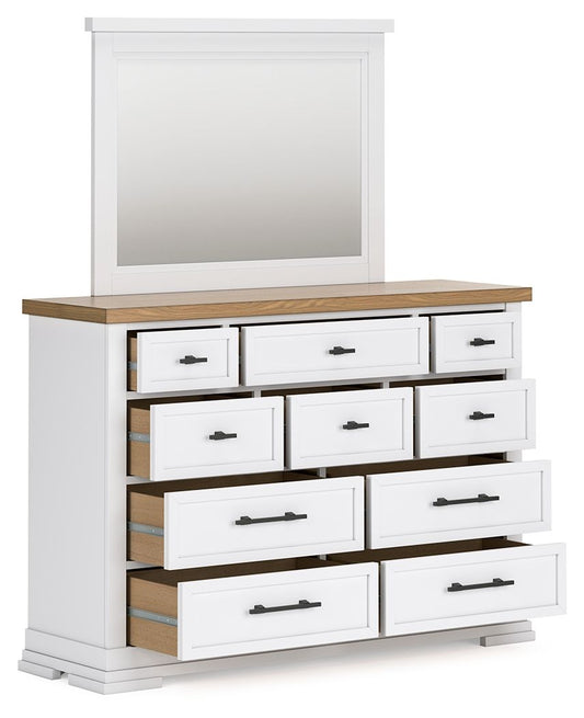 Ashbryn - White / Natural - Dresser And Mirror - Hornell Furniture Outlet