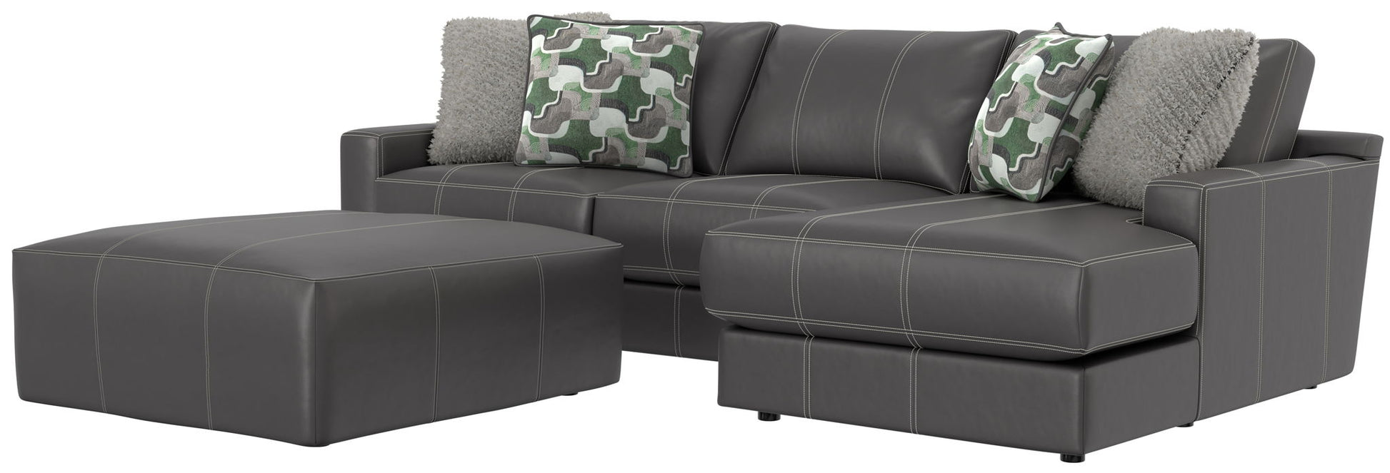 Minori - Italian Leather Sofa / Chaise And Cocktail Ottoman - Hornell Furniture Outlet