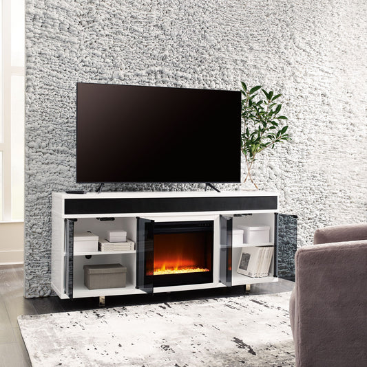 Gardoni - White / Black - 72" TV Stand With Electric Fireplace - Hornell Furniture Outlet