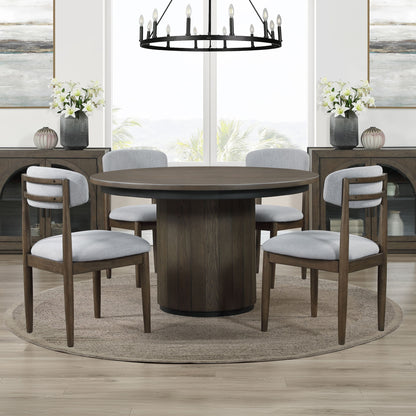 Burlington - Round 5 Piece Dining Set - Brown - Hornell Furniture Outlet