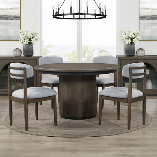 Burlington - Round 5 Piece Dining Set - Brown - Hornell Furniture Outlet