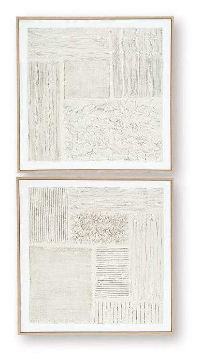 Andorfield - Wall Art Set (Set of 2) - Beige / Black / White - Hornell Furniture Outlet