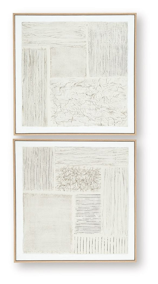 Andorfield - Wall Art Set (Set of 2) - Beige / Black / White - Hornell Furniture Outlet