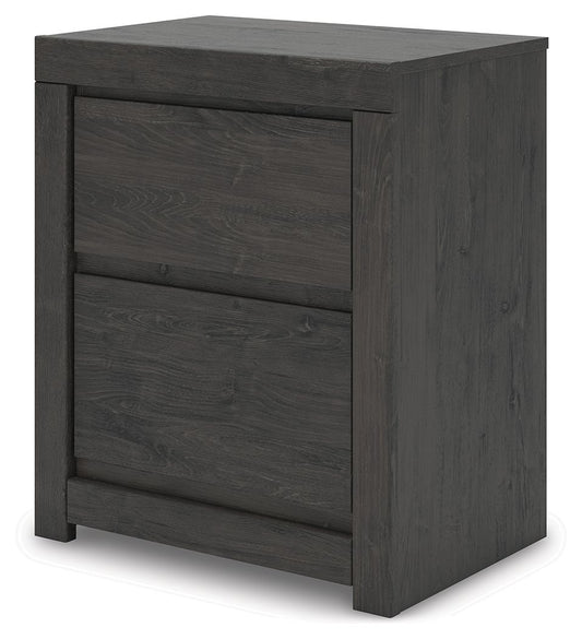 Fraluna - Charcoal - Two Drawer Night Stand - Hornell Furniture Outlet