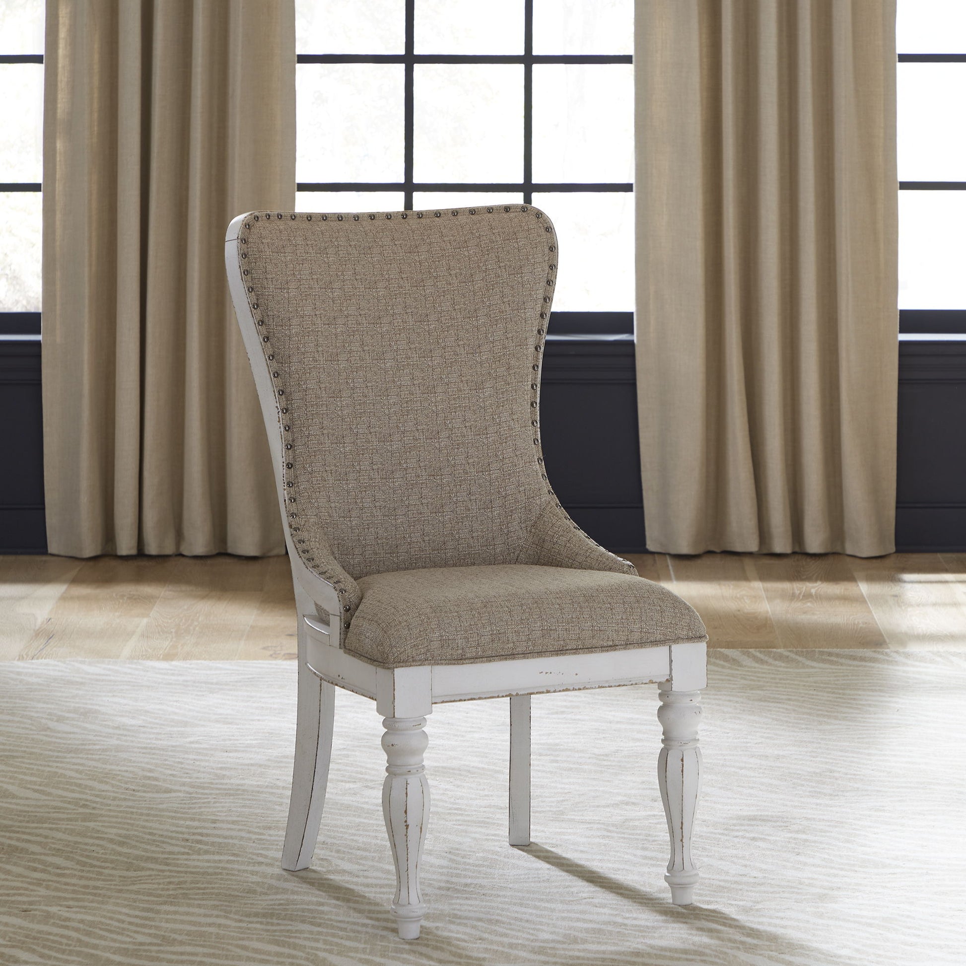Magnolia Manor - Upholstered Wing Back Side Chair (RTA) - White - Hornell Furniture Outlet