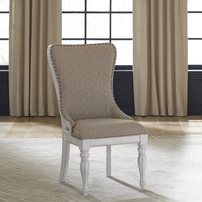 Magnolia Manor - Upholstered Wing Back Side Chair (RTA) - White - Hornell Furniture Outlet