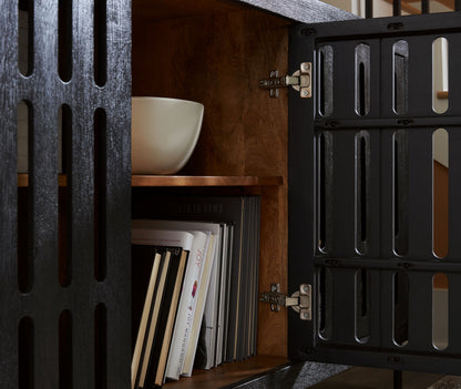 Vallisburg - Black / Natural - Accent Cabinet - Hornell Furniture Outlet